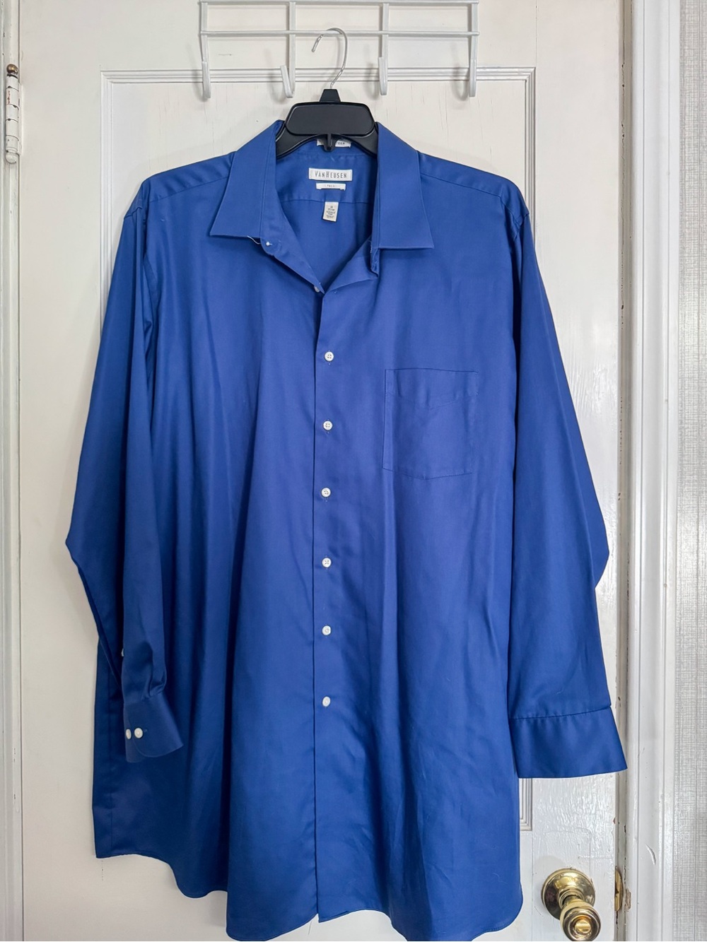 Van Heusen Royal Blue Men's Dress Shirt | Neck 19 | 35/36 | 3XLT | Wrinkle Free